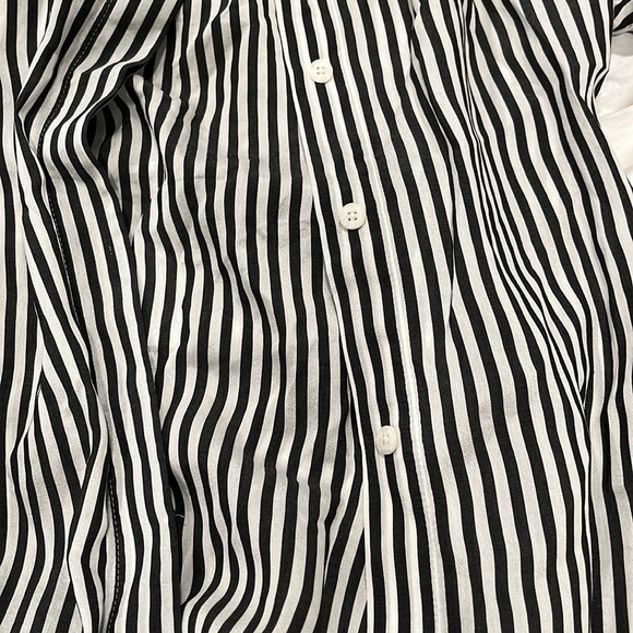 Massimo Dutti long sleeve belted button down black &white 3/4 length dress XS/S - Picture 14 of 16